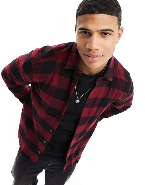 Buffalo check shirt in red and black-Multi