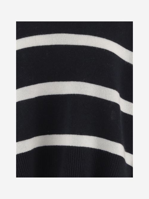Cashmere and Wool Striped Sweater — Navy
