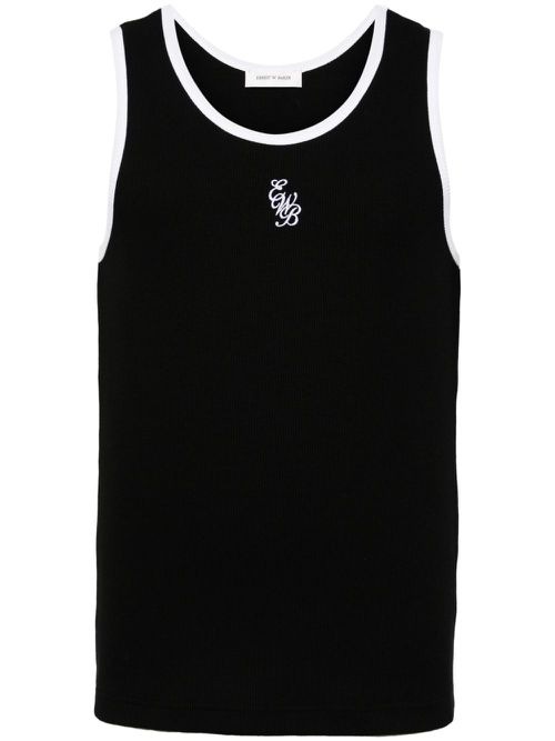 Logo-embroidered tank top - Black