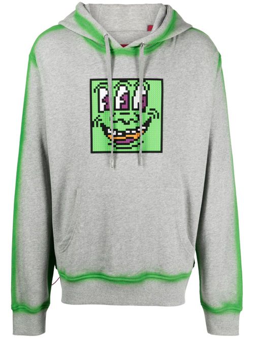 Triple The Eyes graphic-print cotton hoodie - Grey
