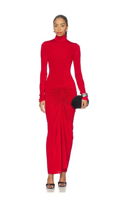 The Andamane Warwick Maxi Turtleneck Maxi Dress in Red. - 38/XS also /S