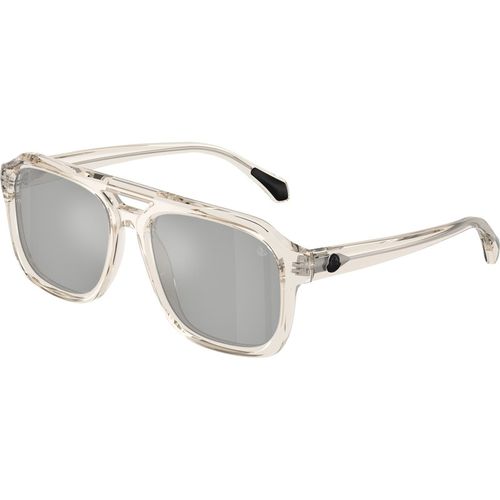 Moncler Unisex Moncler ME6024 VANTOS 30037I Gafas de sol Acetato Blanco Plata Pillow Norma