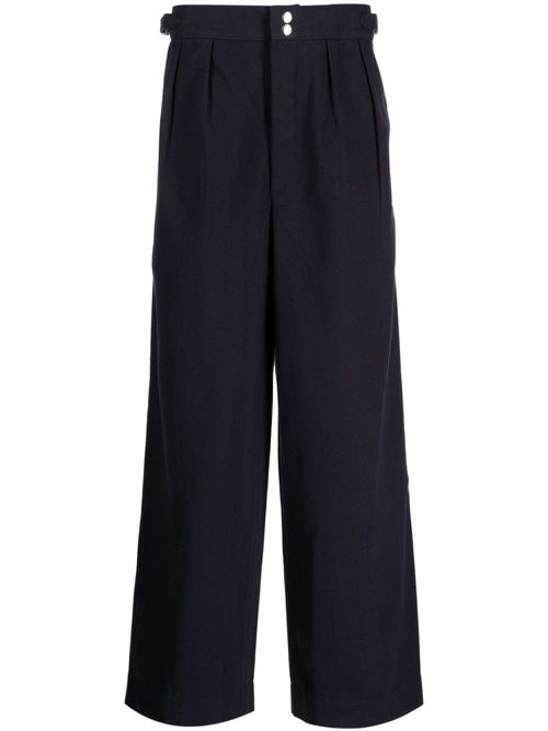 Straight-leg cotton trousers - Blue