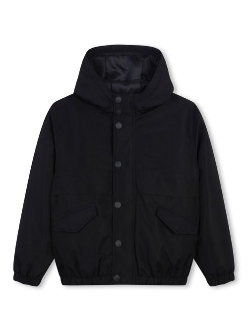 Logo-print hooded jacket - Black