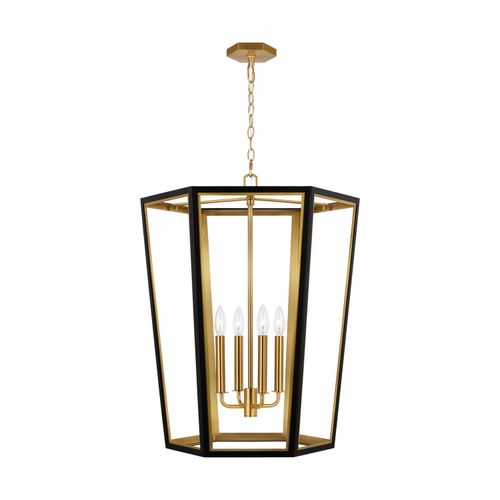 Curt 4-Light Chandelier in Midnight Black And Burnished Brass by Alexa Hampton
