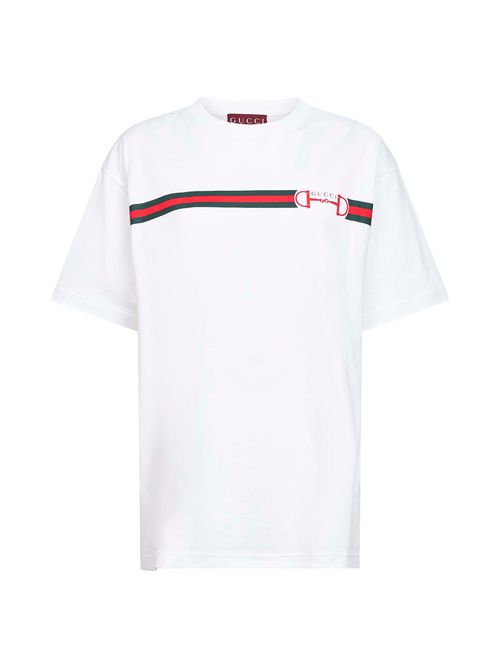 Logo-Embroidered Web Strip T-Shirt — White