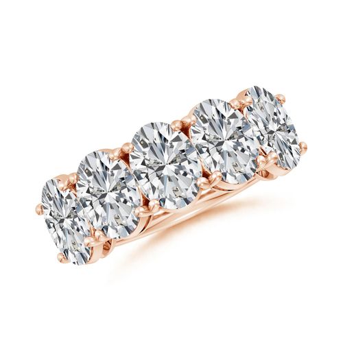 Angara 5.0 Carats Oval Diamond Five Stone Classic Anniversary Ring in 14K Rose Gold