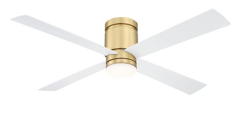Fanimation Kwartet 52" LED Indoor Ceiling Fan in Brushed Satin Brass with Opal Frosted Gla