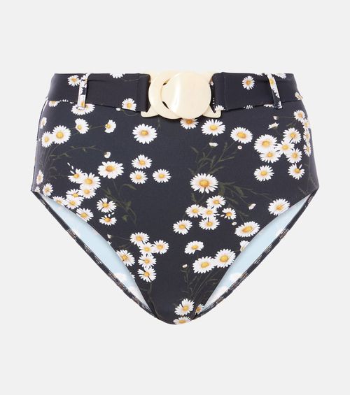 Discret floral high-rise bikini bottoms