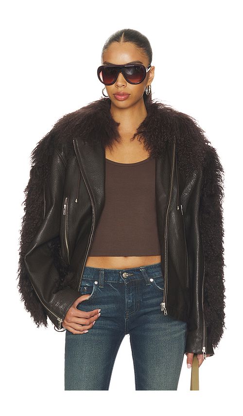 MANOKHI Jade Coat in Brown. 36 also
