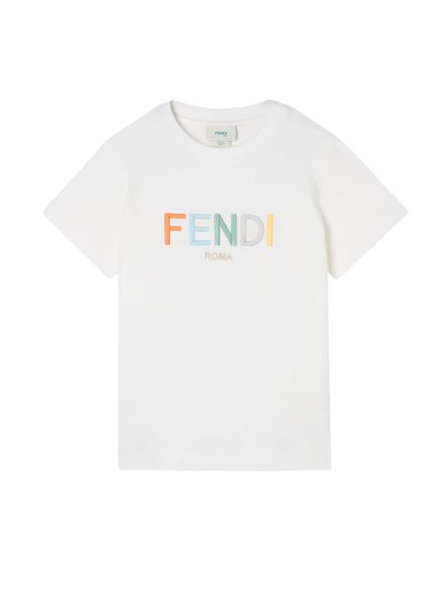 Junior T-shirt in Jersey with Multicoloured Lettering Embroidered on the Front