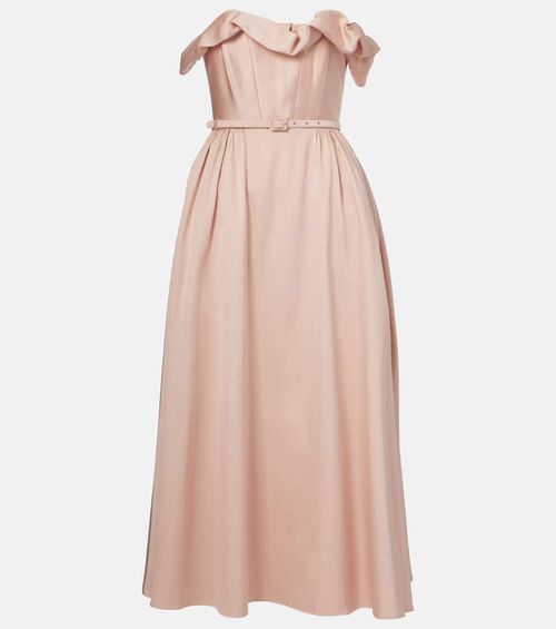 Strapless ruffled midi dress
