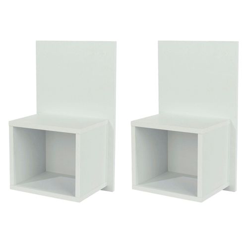 Core Products Pair of Kelly Hanging Bedside Tables, Compact with Storage - White