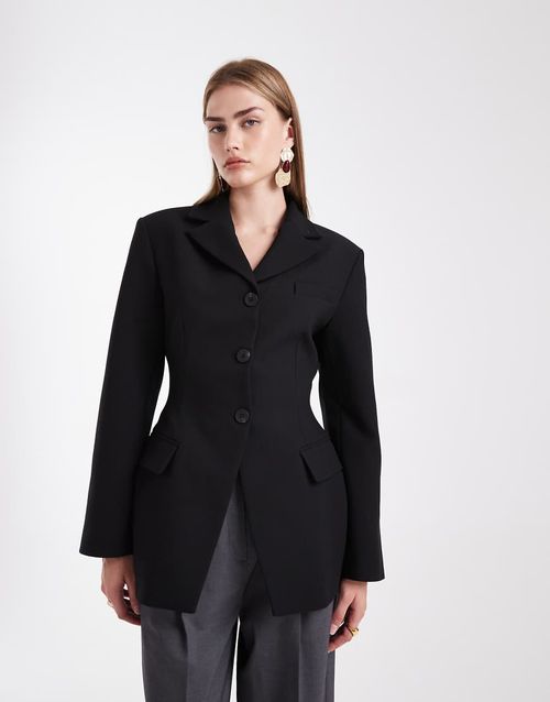 Cinch moulded hip blazer co ord in black