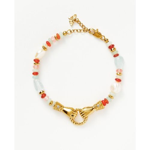 Harris Reed In Good Hands Beaded Gemstone Bracelet | Gold Plated/Multi Gemstone & Pear