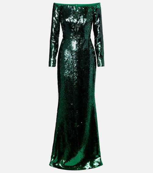 Sequined off-shoulder gown