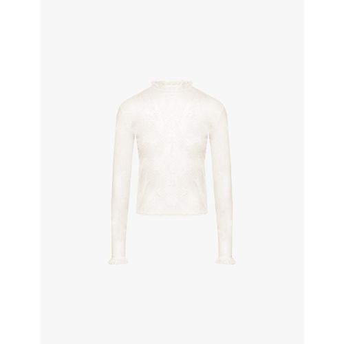 Womens Ivory Mason Bow-embroidered Stretch-mesh Top