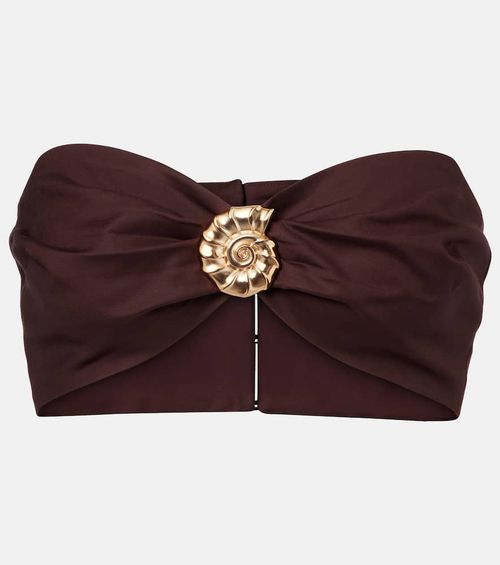 Adriana Degreas Embellished cotton-blend bandeau top
