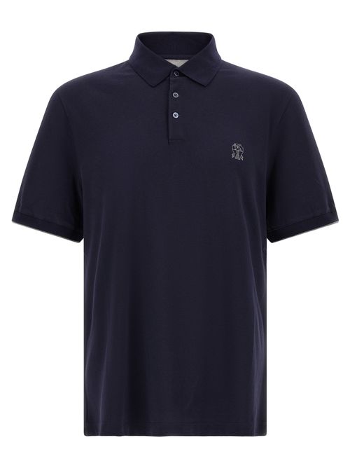 Cotton Piquet Polo Shirt — Navy