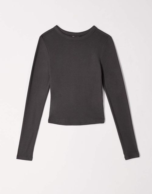 Soft long sleeve shrunken tee in raven-Grey