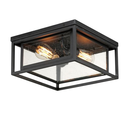 Black Two Light Outdoor Flush Mount from the Cabana Collection