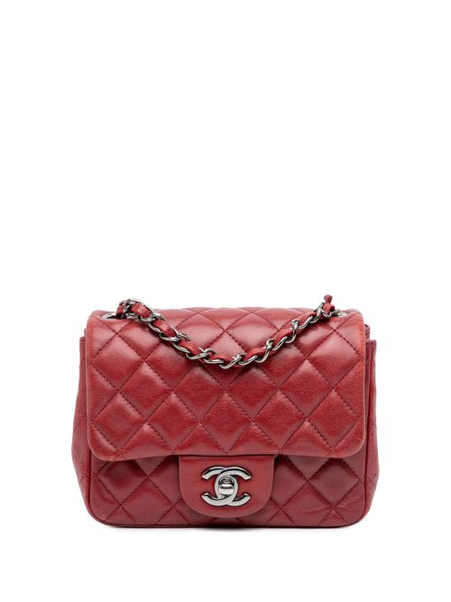 CHANEL Pre-Owned 2013-2014 Mini Square Classic Lambskin Single Flap crossbody bag - Red