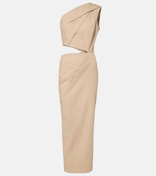 Cutout cotton-blend twill maxi dress