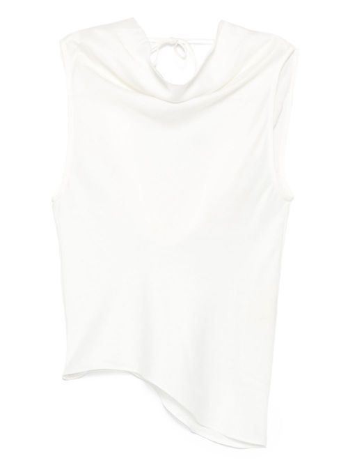 Asymmetric cown neck top - White