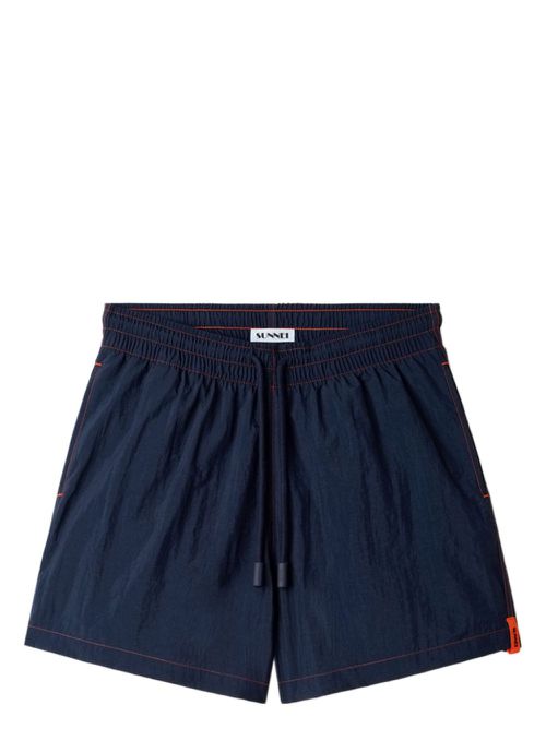 Contrast-stitch swim shorts - Blue