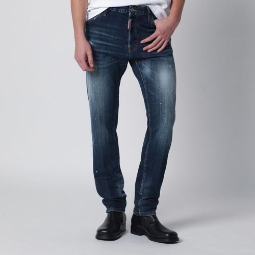 Dsquared2 Washed Blue Teddy Jeans With Paint Splatter