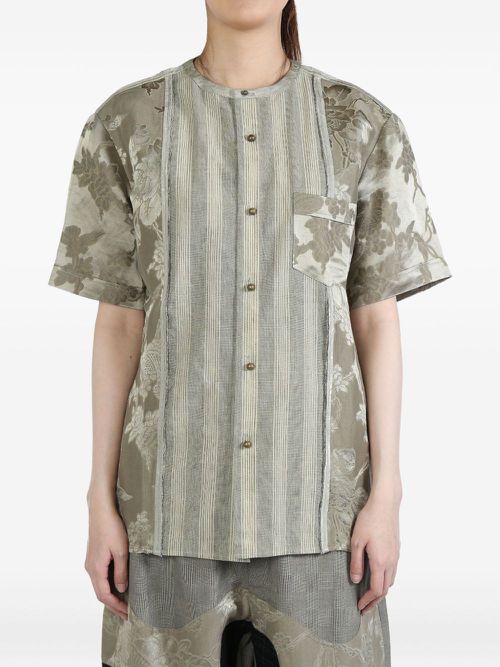 COMMUNS striped floral short-sleeve shirt - Grey