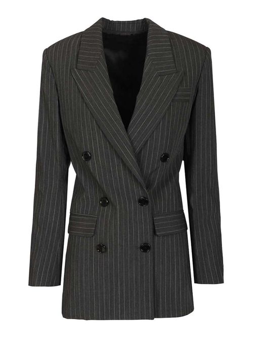 Double-Breasted Pinstriped Blazer