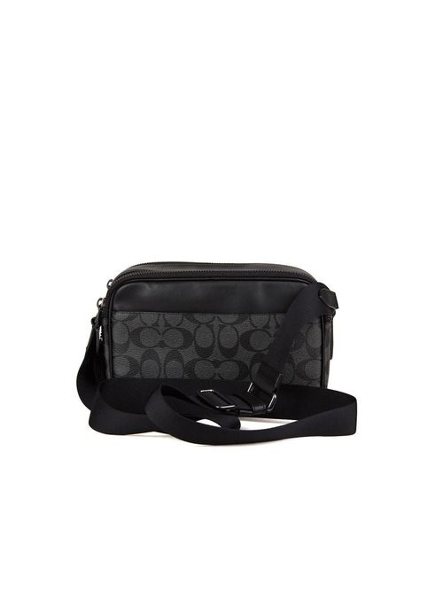 Signature Coated Canvas Crossbody Bag — Black