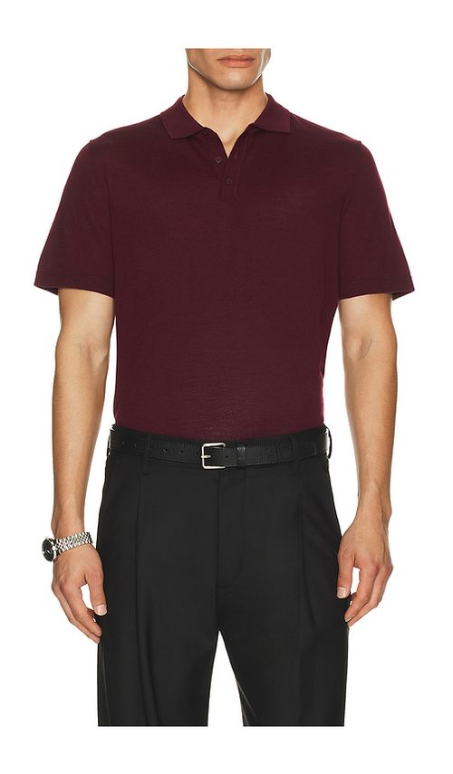 Onia Extra Fine Merino Wool Polo in Wine. - XL/1X also in L