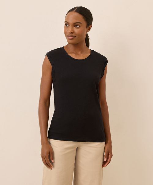 Women's Black Featherweight Slub Muscle Tee