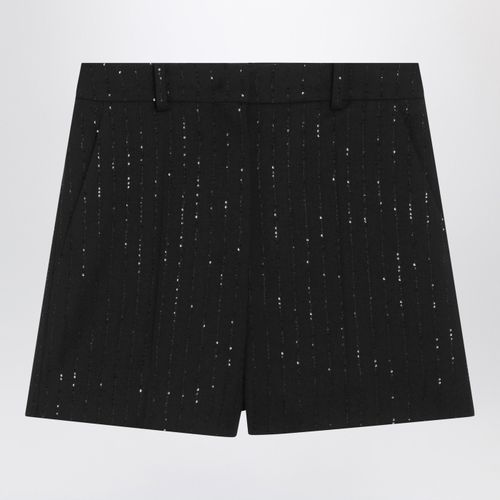 Max Mara Pianoforte Black Shorts With Pinstripe-Effect Micro Sequin