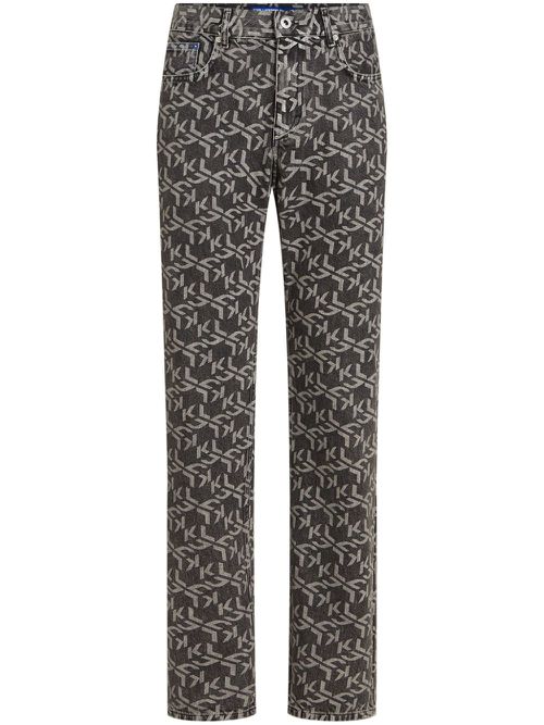 Monogram-pattern organic cotton jeans - Black