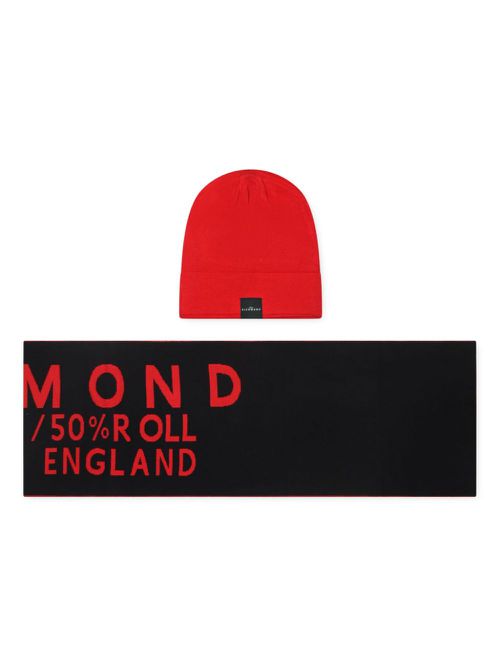 Logo-patch beanie set - Red