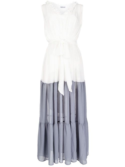Belted tiered evening gown - White