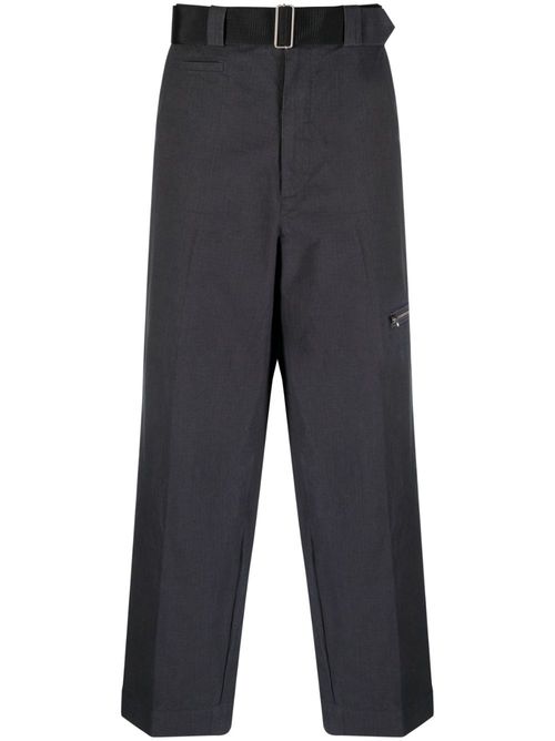 Zip-detail cotton trousers - Grey