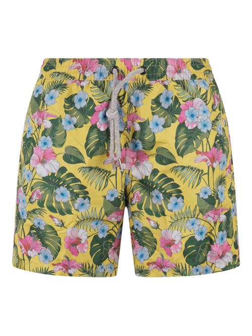Floral-print swim shorts - Yellow