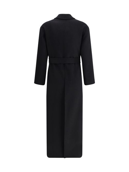 Fleece Wool Self-Tie Robe Coat — Black