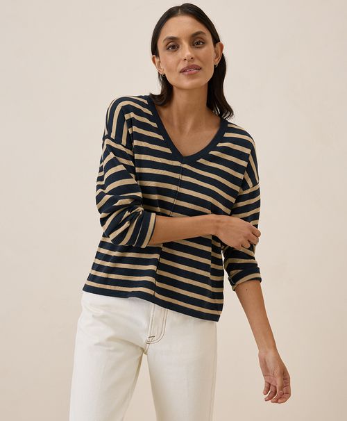 Women's Encinitas Stripe Classic Fine Knit Relaxed Sweater