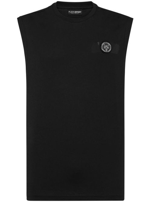 Round-neck sleeveless T-shirt - Black