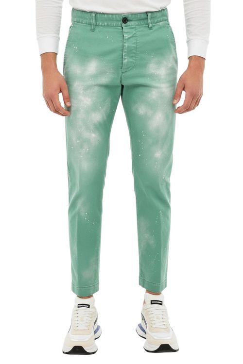 Green Flat Front Trousers