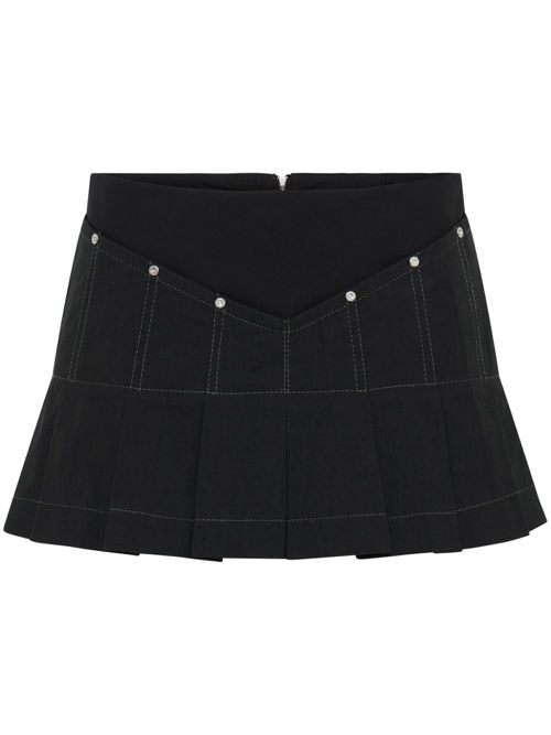 Panelled pleated miniskirt - Black