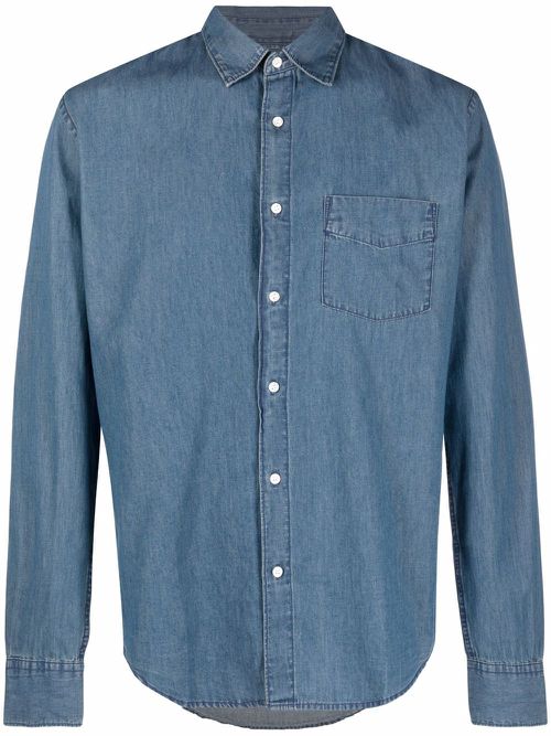 Pocket button-up denim shirt - Blue