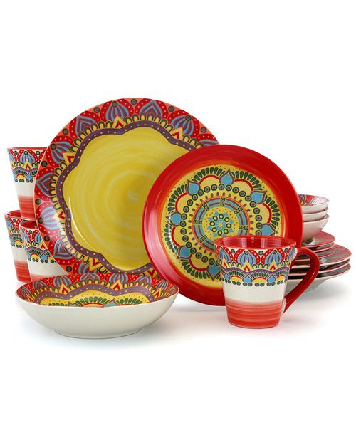 Zen Mozaik 16pc 3-Tier Stoneware Dinnerware Set