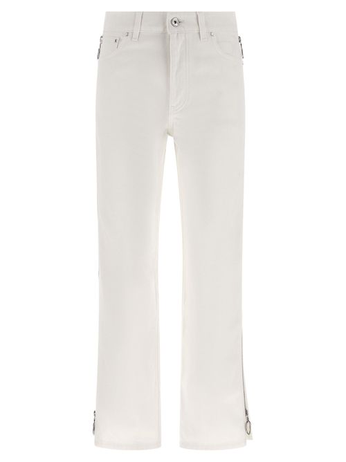Side-Zip Cotton Denim Jeans — White