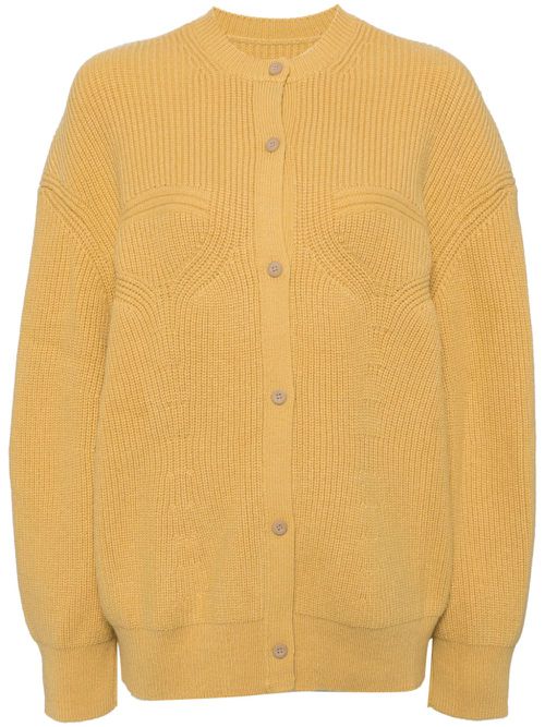 Long-sleeved button-up cardigan - Yellow